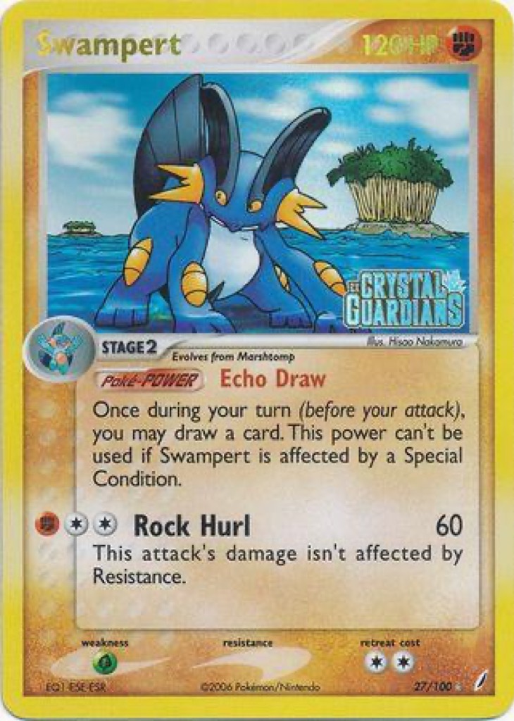 Reverse Holo Swampert 27/100, Crystal Guardians Pokémon card