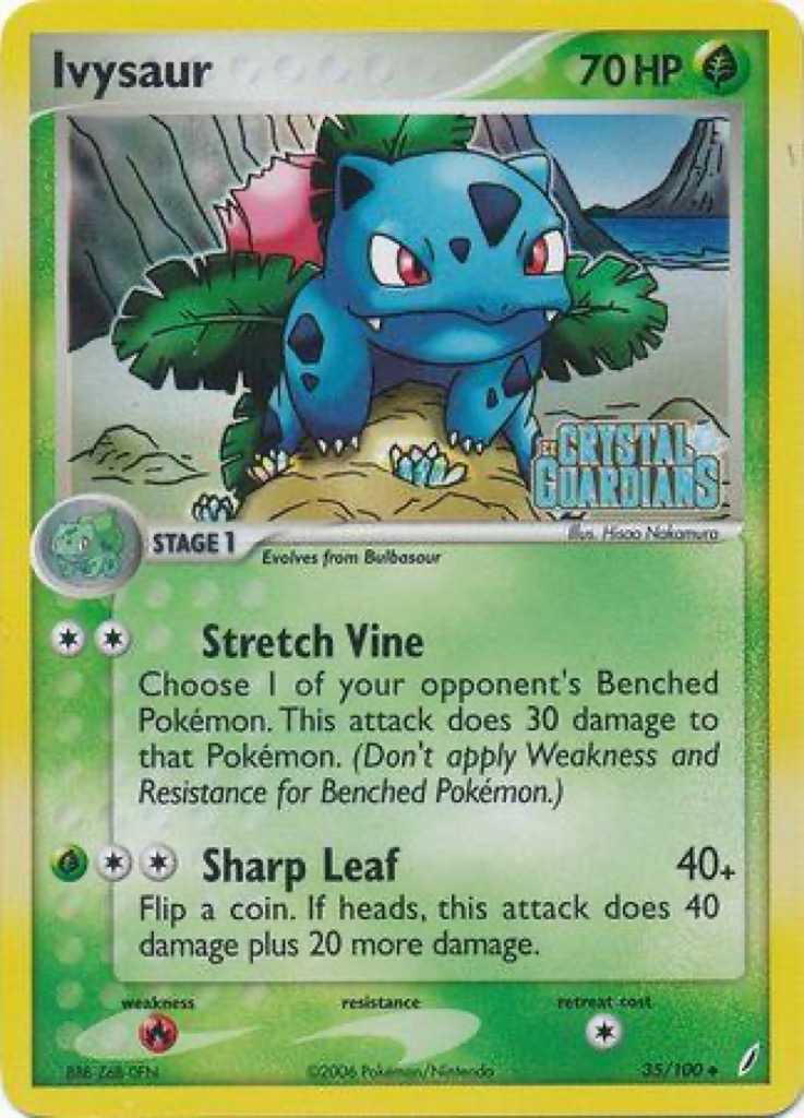 Reverse Holo Ivysaur 35/100, Crystal Guardians Pokémon card