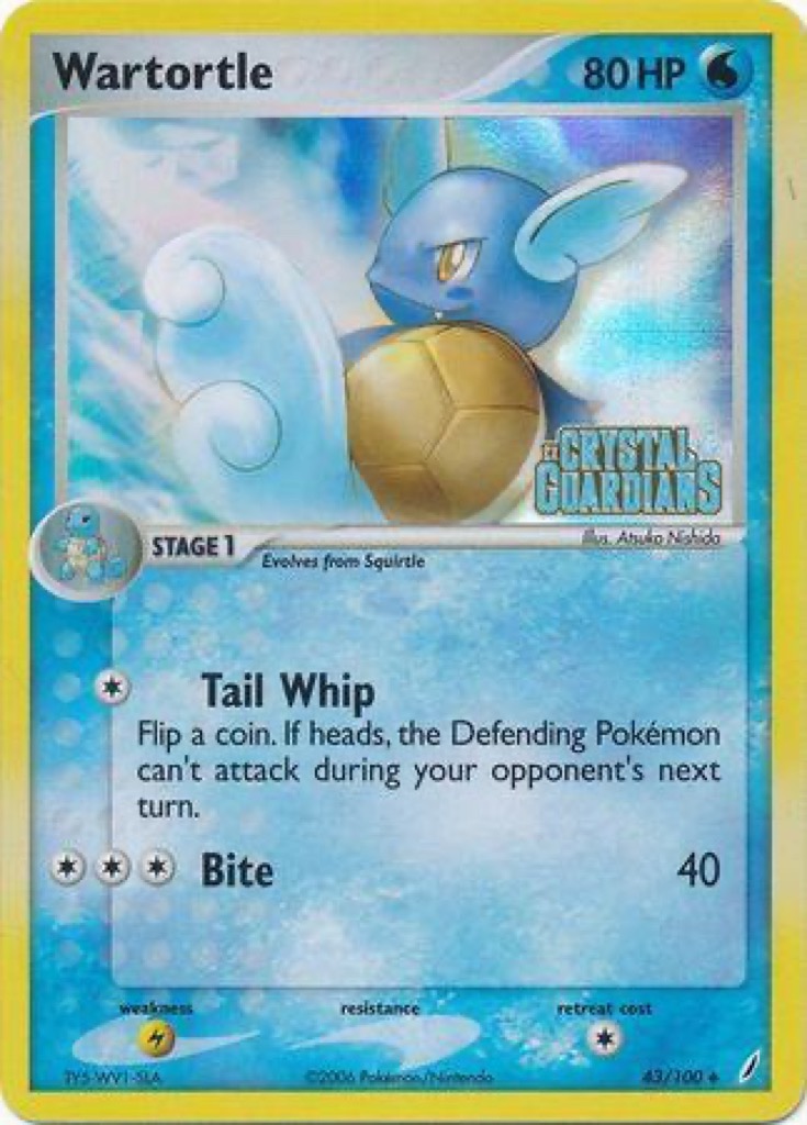 Reverse Holo Wartortle 43/100, Crystal Guardians Pokémon card