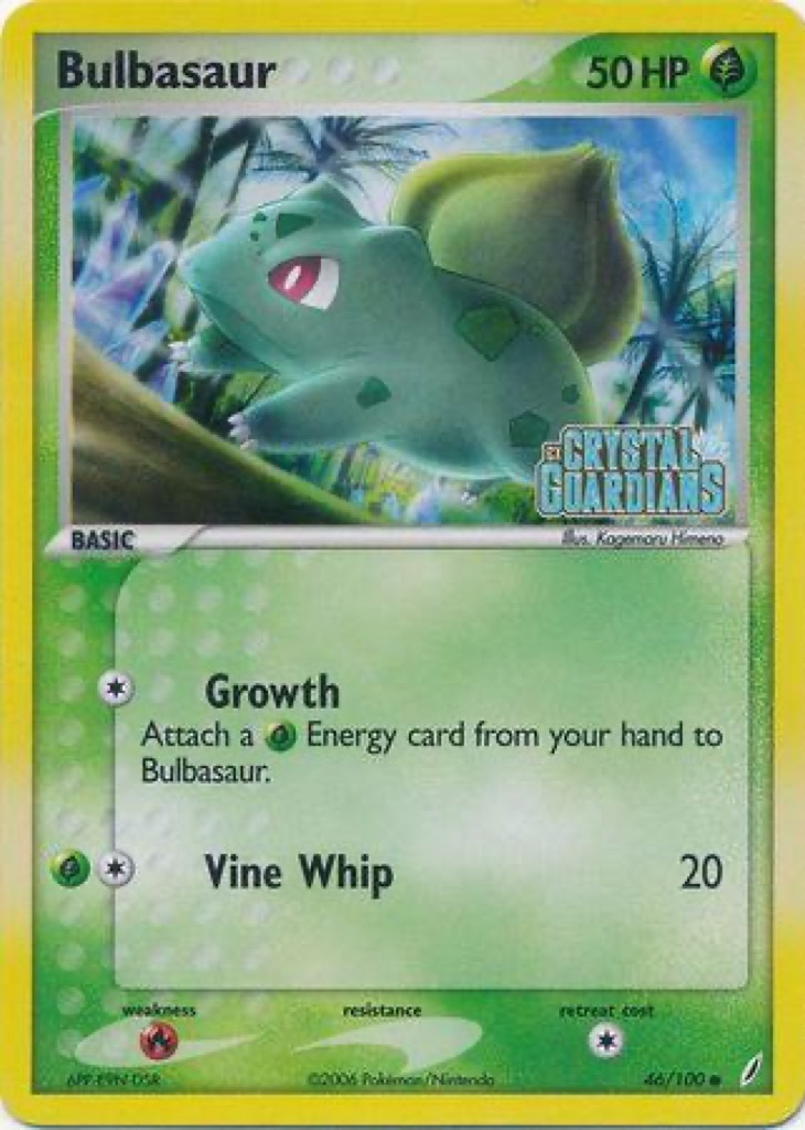 Reverse Holo Bulbasaur 46/100, Crystal Guardians Pokémon card