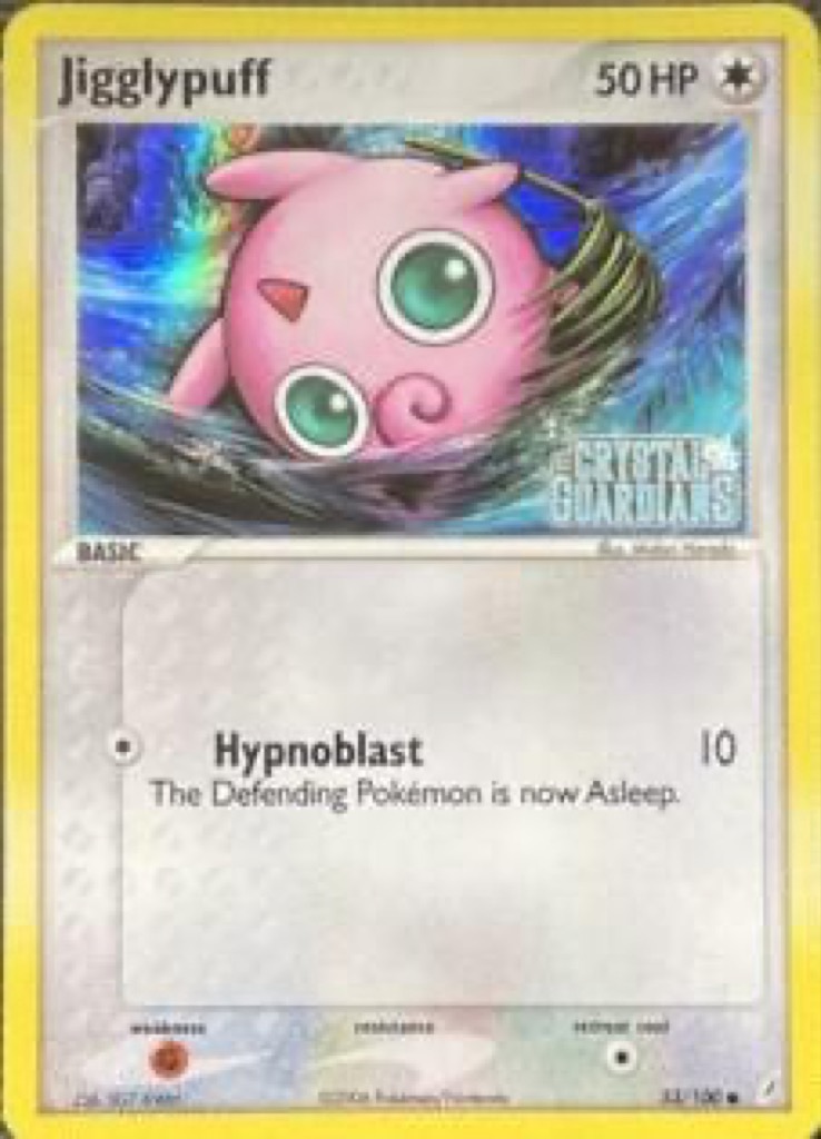 Reverse Holo Jigglypuff 53/100, Crystal Guardians Pokémon card