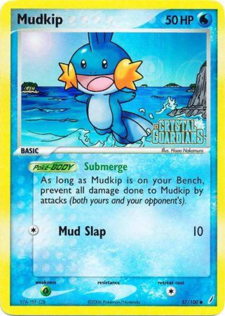 Reverse Holo Mudkip 57/100, Crystal Guardians Pokémon card