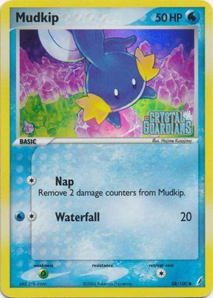 Reverse Holo Mudkip 58/100, Crystal Guardians Pokémon card