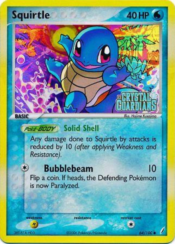 Reverse Holo Squirtle 64/100, Crystal Guardians Pokémon card