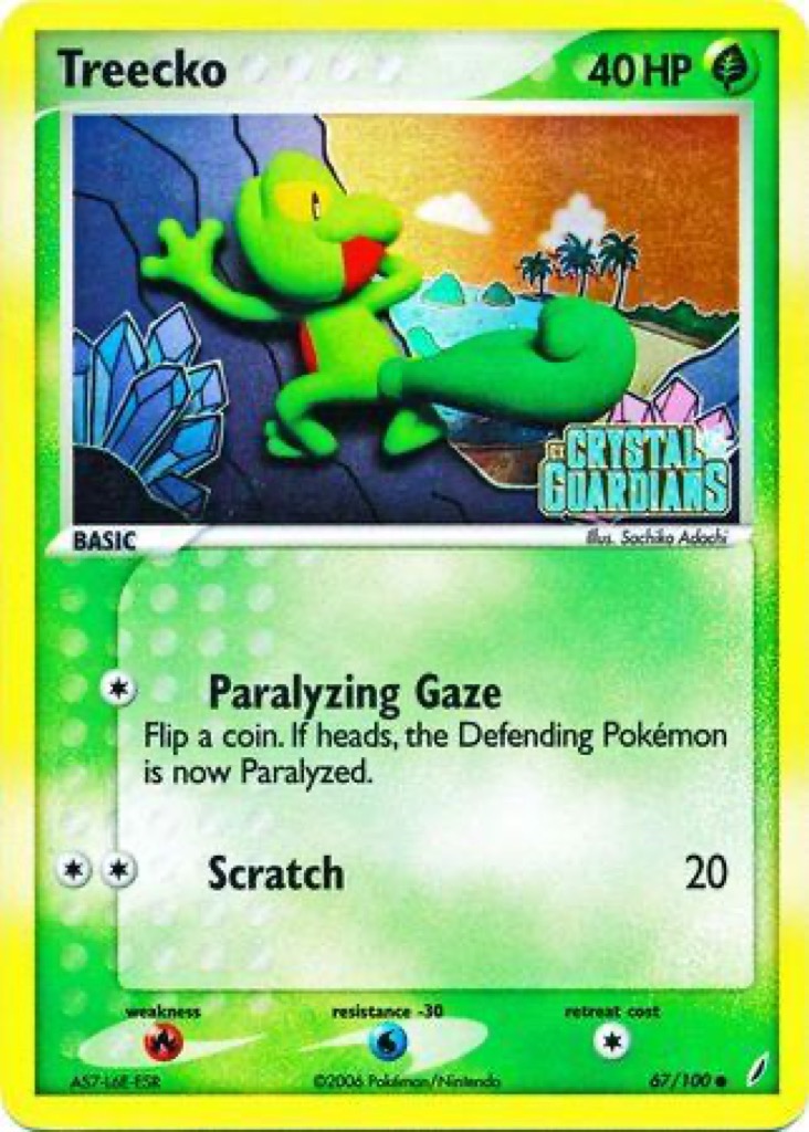Reverse Holo Treecko 67/100, Crystal Guardians Pokémon card