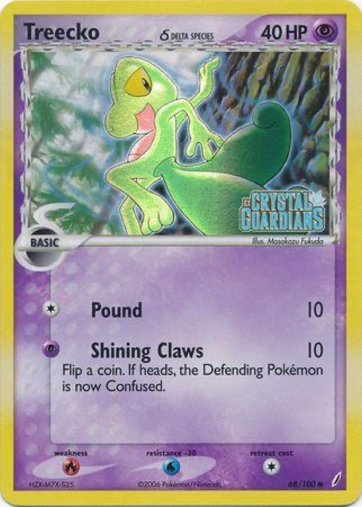 Reverse Holo Treecko δ 68/100, Crystal Guardians Pokémon card