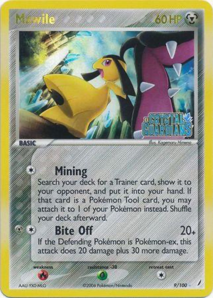 Reverse Holo Mawile 9/100, Crystal Guardians Pokémon card