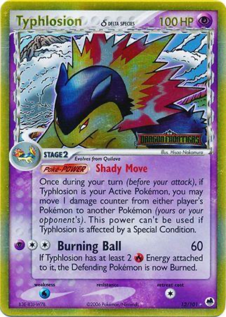 Reverse Holo Typhlosion δ 12/101, Dragon Frontiers Pokémon card