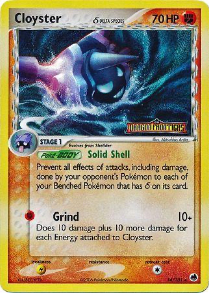 Reverse Holo Cloyster δ 14/101, Dragon Frontiers Pokémon card