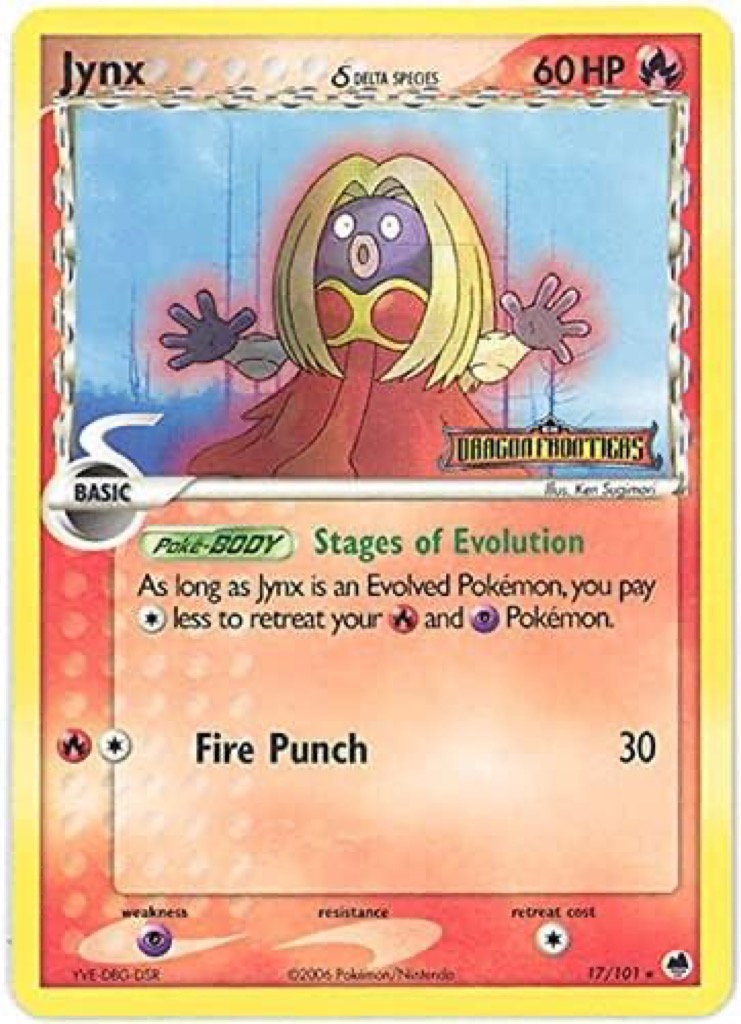 Reverse Holo Jynx δ 17/101, Dragon Frontiers Pokémon card