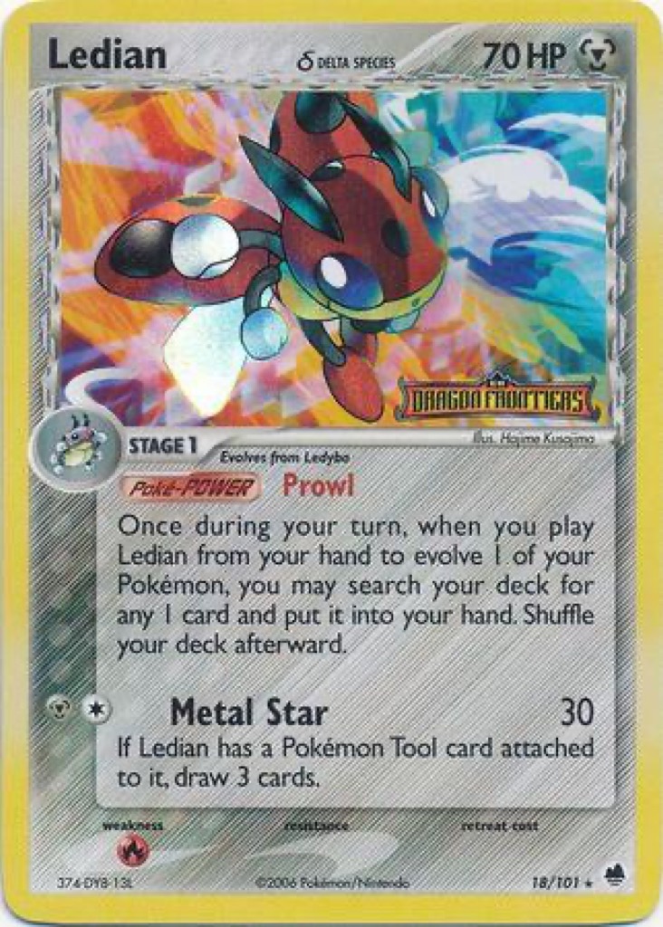 Reverse Holo Ledian δ 18/101, Dragon Frontiers Pokémon card