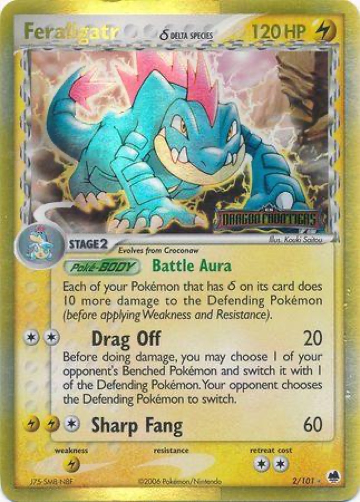 Reverse Holo Feraligatr δ 2/101, Dragon Frontiers Pokémon card