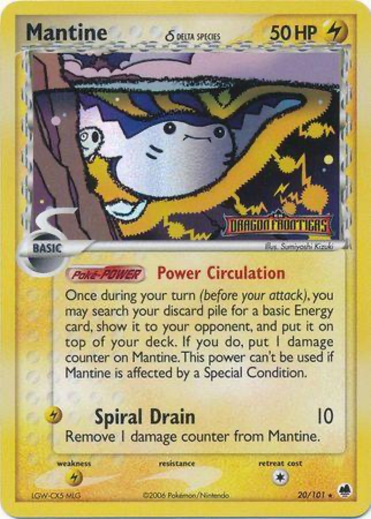 Reverse Holo Mantine δ 20/101, Dragon Frontiers Pokémon card