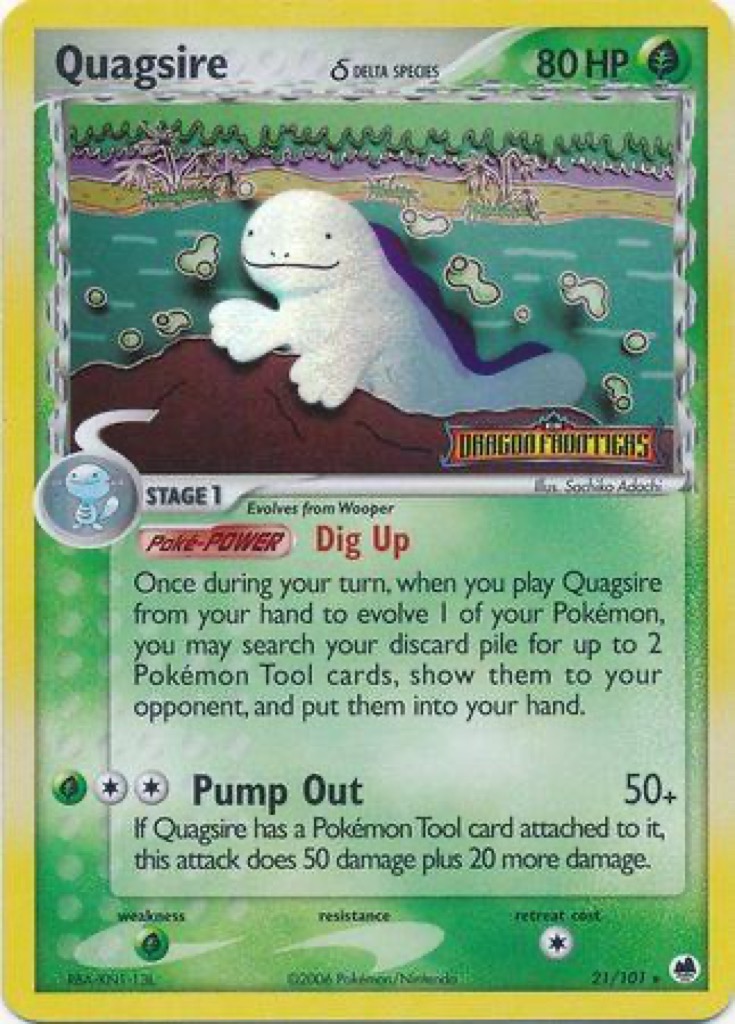 Reverse Holo Quagsire δ 21/101, Dragon Frontiers Pokémon card