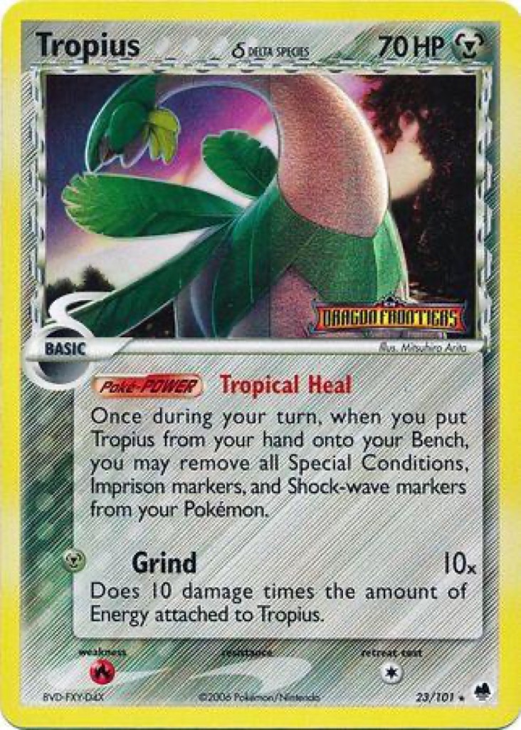 Reverse Holo Tropius δ 23/101, Dragon Frontiers Pokémon card
