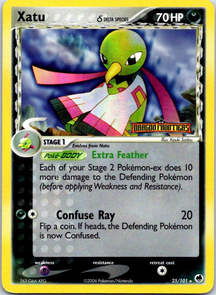 Reverse Holo Xatu δ 25/101, Dragon Frontiers Pokémon card