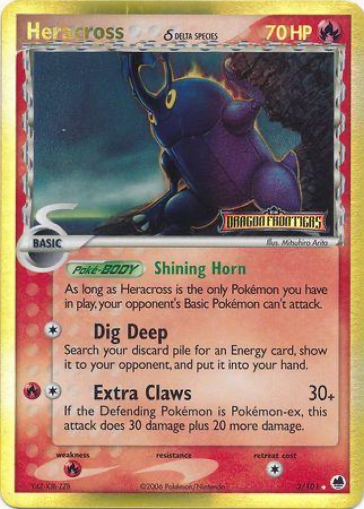 Reverse Holo Heracross δ 3/101, Dragon Frontiers Pokémon card