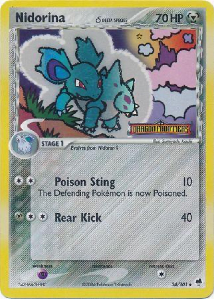 Reverse Holo Nidorina δ 34/101, Dragon Frontiers Pokémon card