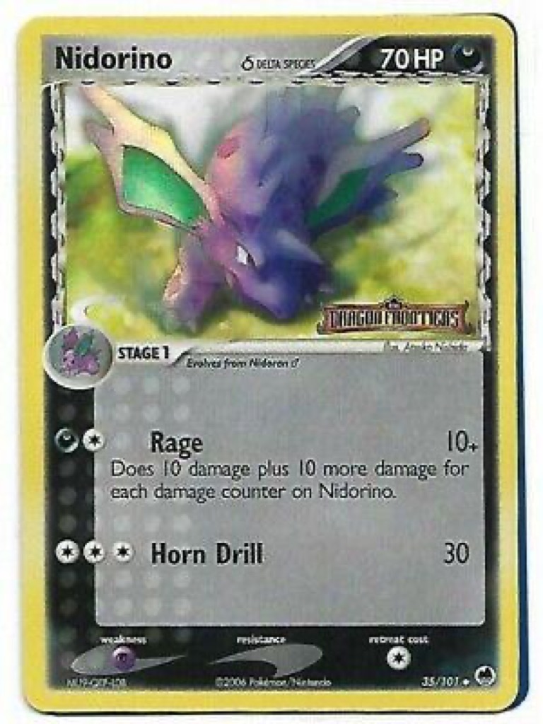 Reverse Holo Nidorino δ 35/101, Dragon Frontiers Pokémon card