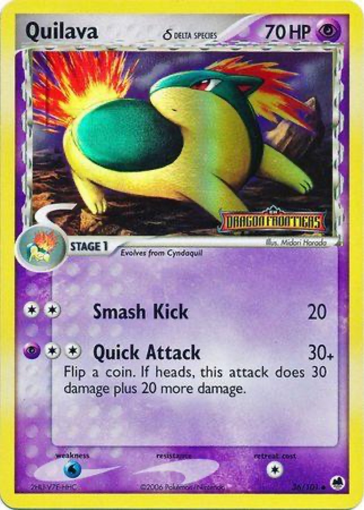 Reverse Holo Quilava δ 36/101, Dragon Frontiers Pokémon card