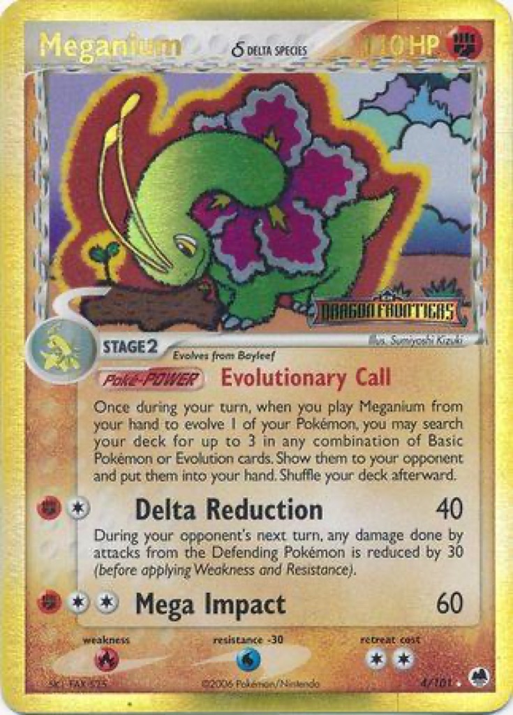 Reverse Holo Meganium δ 4/101, Dragon Frontiers Pokémon card