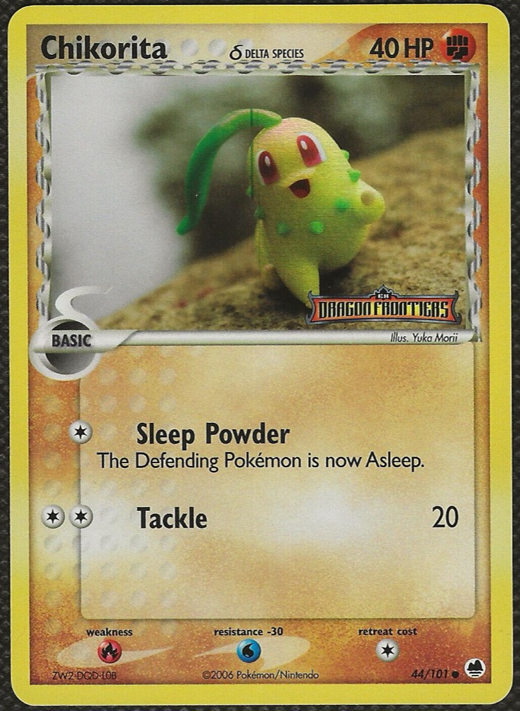 Reverse Holo Chikorita δ 44/101, Dragon Frontiers Pokémon card