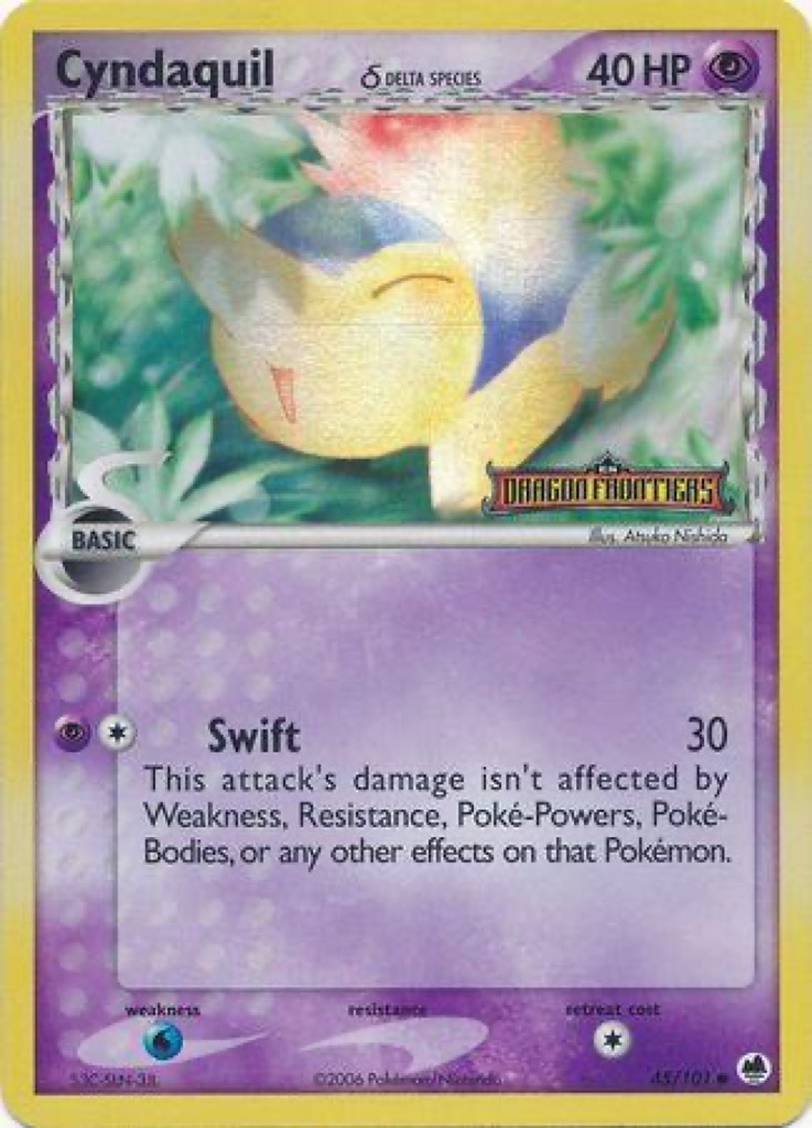 Reverse Holo Cyndaquil δ 45/101, Dragon Frontiers Pokémon card