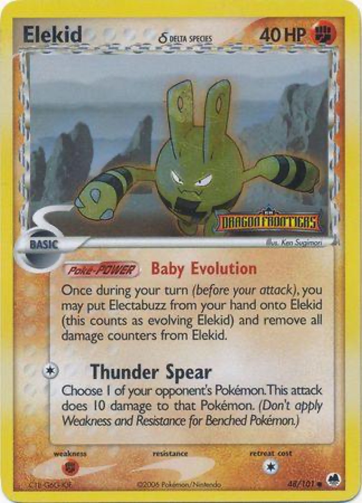 Reverse Holo Elekid δ 48/101, Dragon Frontiers Pokémon card