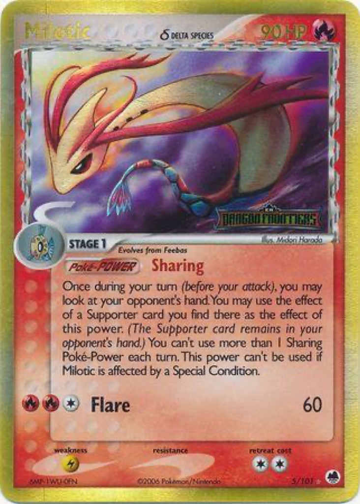 Reverse Holo Milotic δ 5/101, Dragon Frontiers Pokémon card