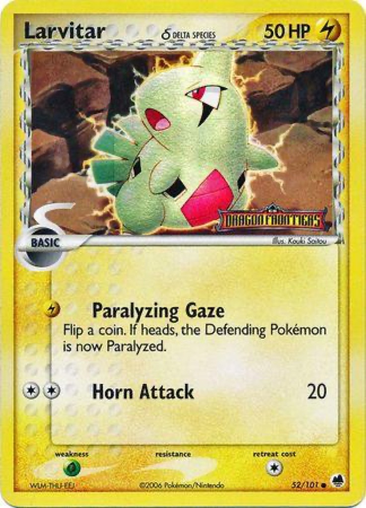 Reverse Holo Larvitar δ 52/101, Dragon Frontiers Pokémon card