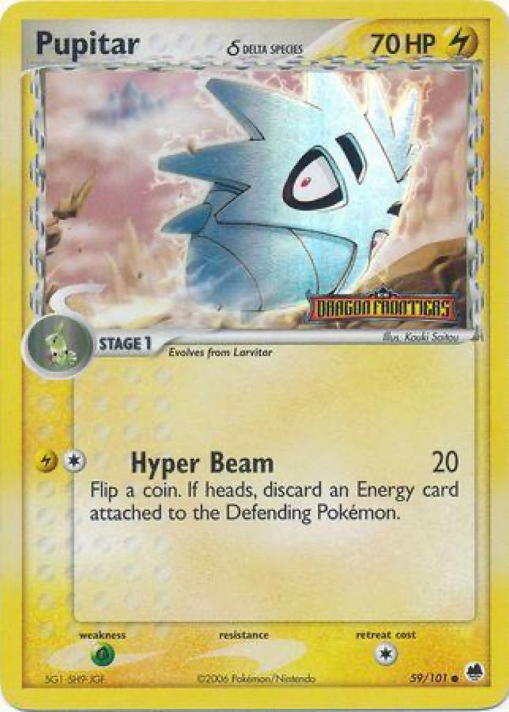 Reverse Holo Pupitar δ 59/101, Dragon Frontiers Pokémon card