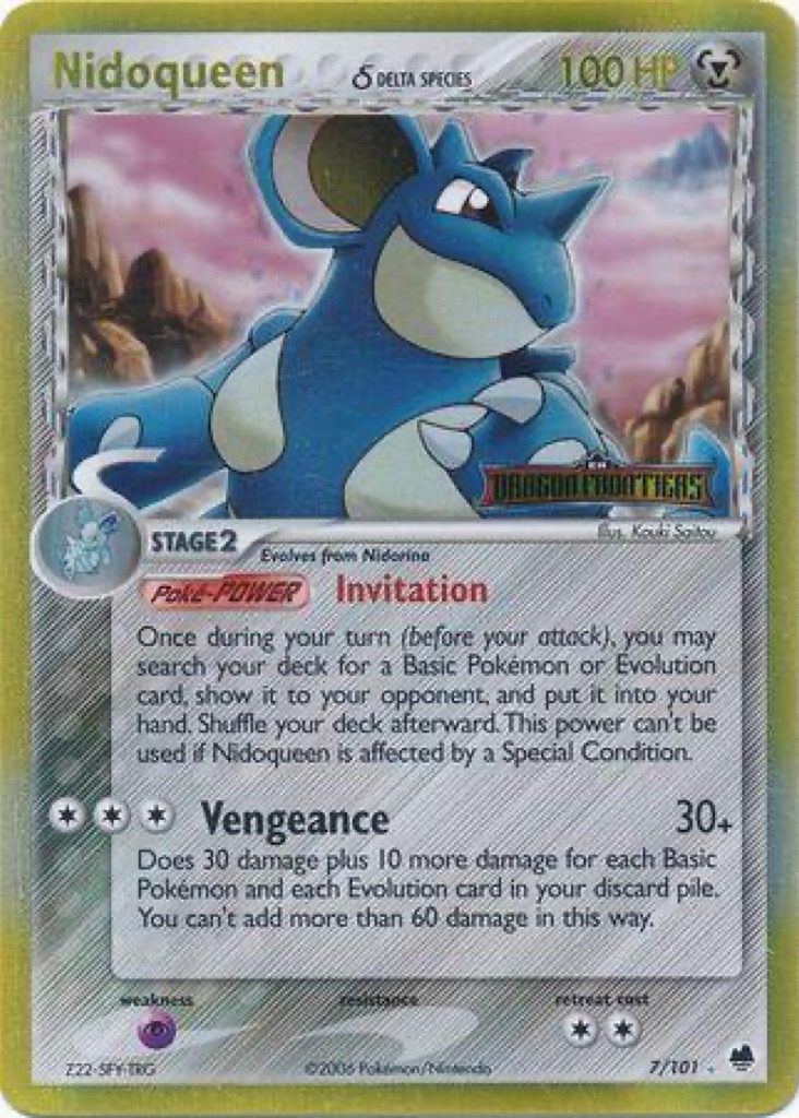 Reverse Holo Nidoqueen δ 7/101, Dragon Frontiers Pokémon card