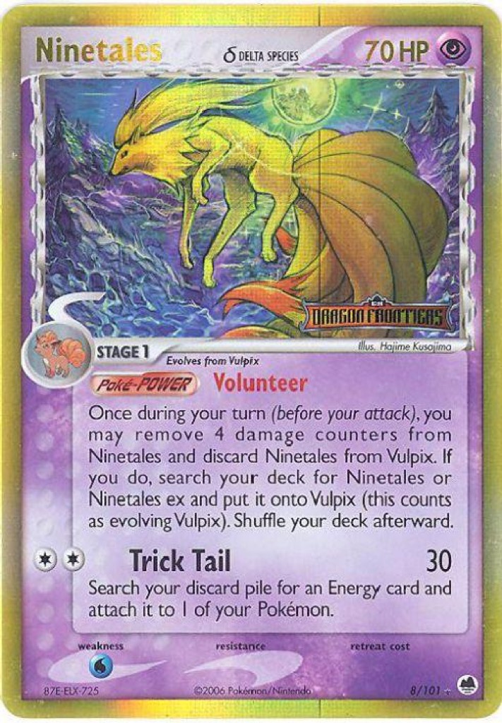 Reverse Holo Ninetales δ 8/101, Dragon Frontiers Pokémon card