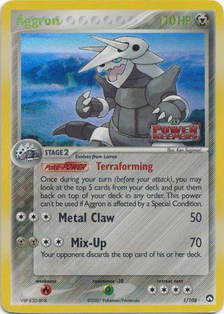 Reverse Holo Aggron 1/108, Power Keepers Pokémon card