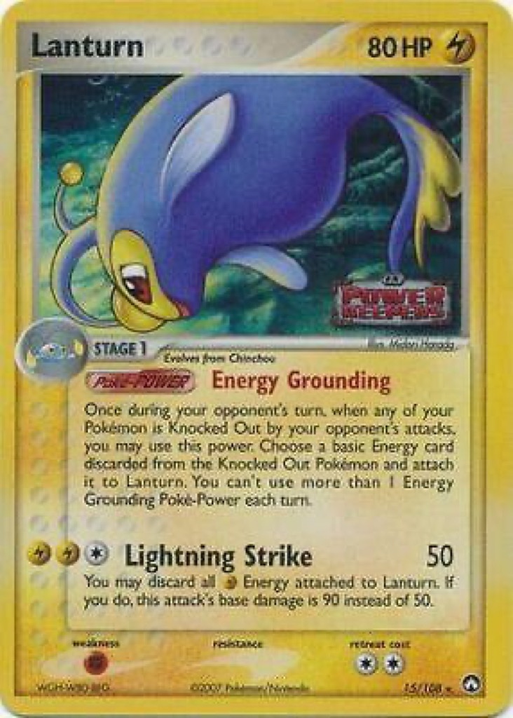 Reverse Holo Lanturn 15/108, Power Keepers Pokémon card