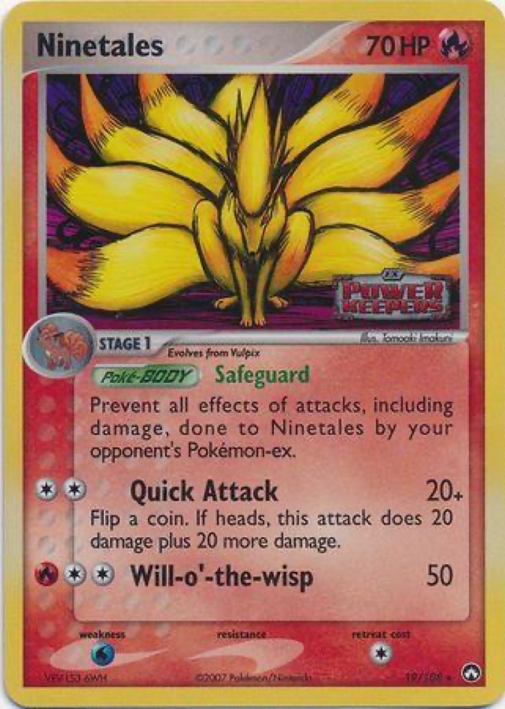 Reverse Holo Ninetales 19/108, Power Keepers Pokémon card