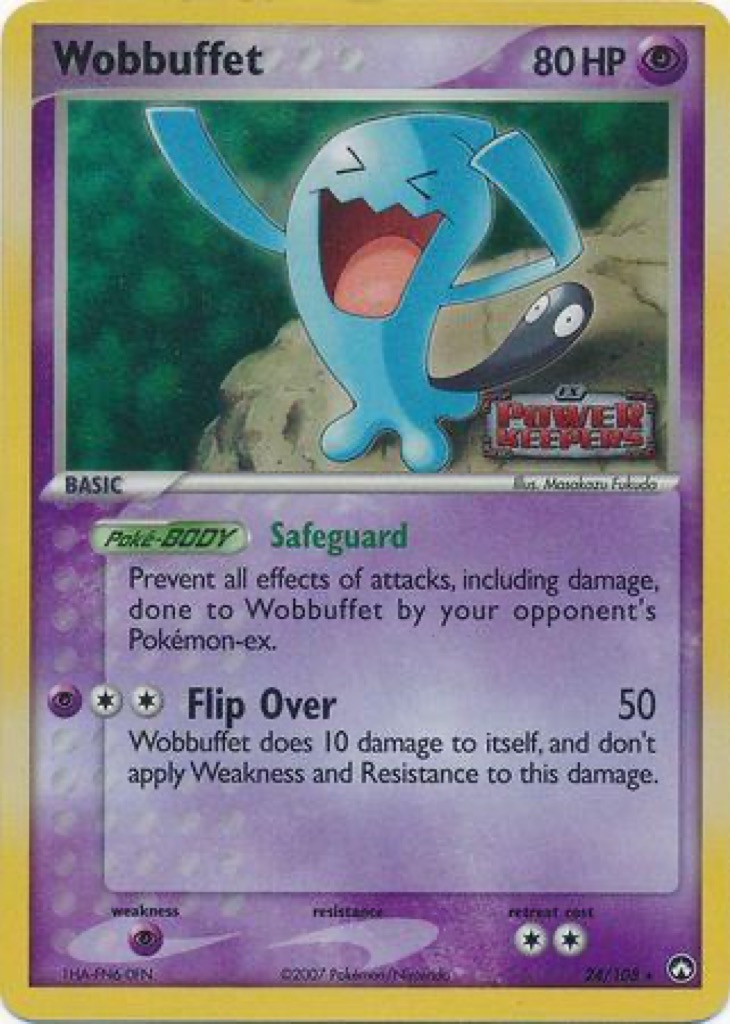 Reverse Holo Wobbuffet 24/108, Power Keepers Pokémon card