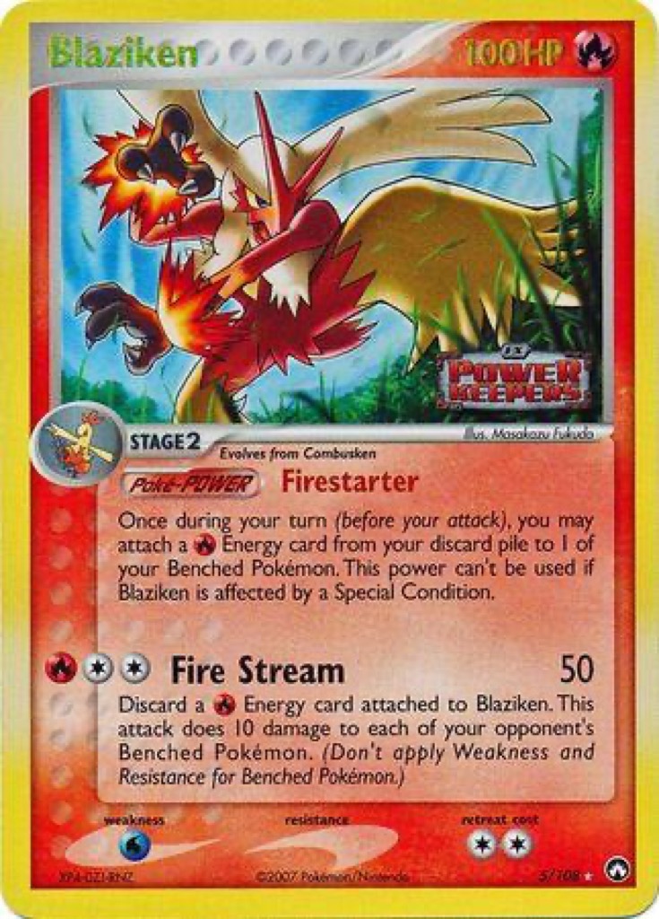Reverse Holo Blaziken 5/108, Power Keepers Pokémon card