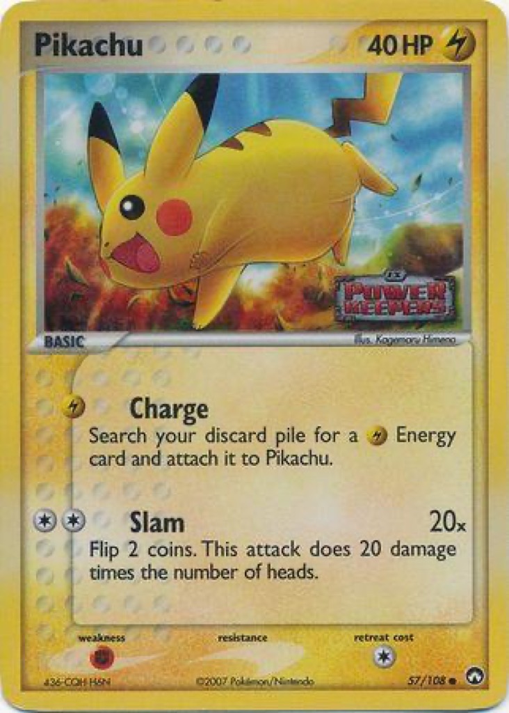 Reverse Holo Pikachu 57/108, Power Keepers Pokémon card