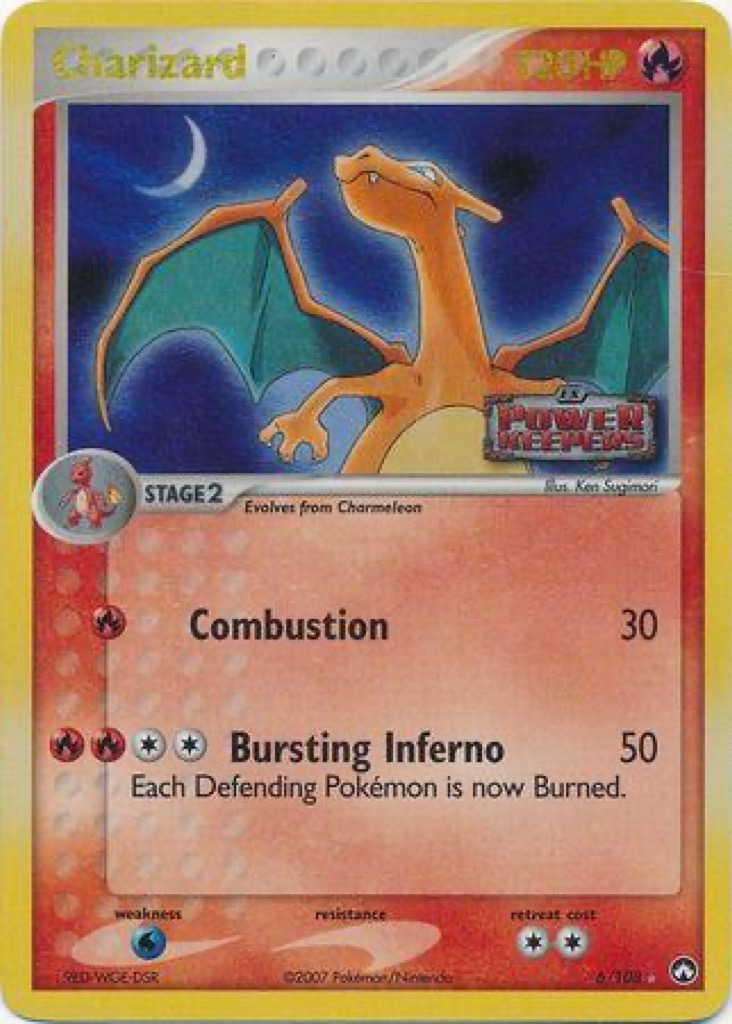 Reverse Holo Charizard 6/108, Power Keepers Pokémon card