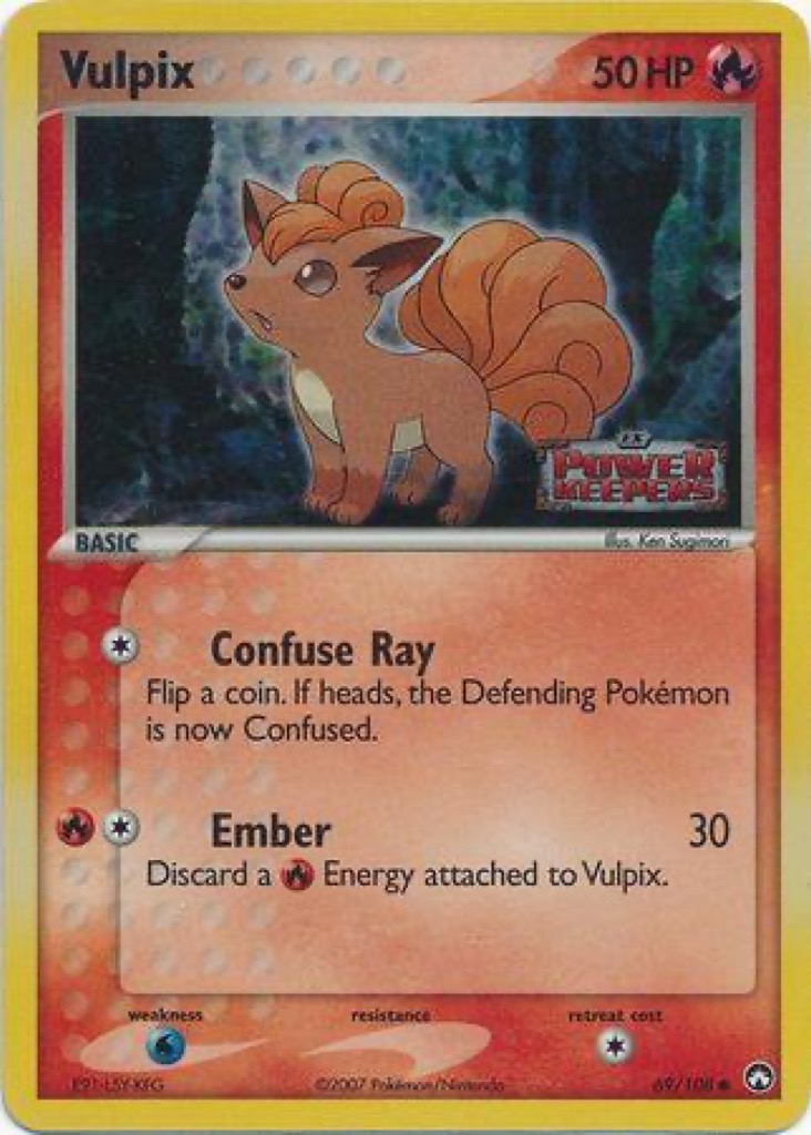 Reverse Holo Vulpix 69/108, Power Keepers Pokémon card