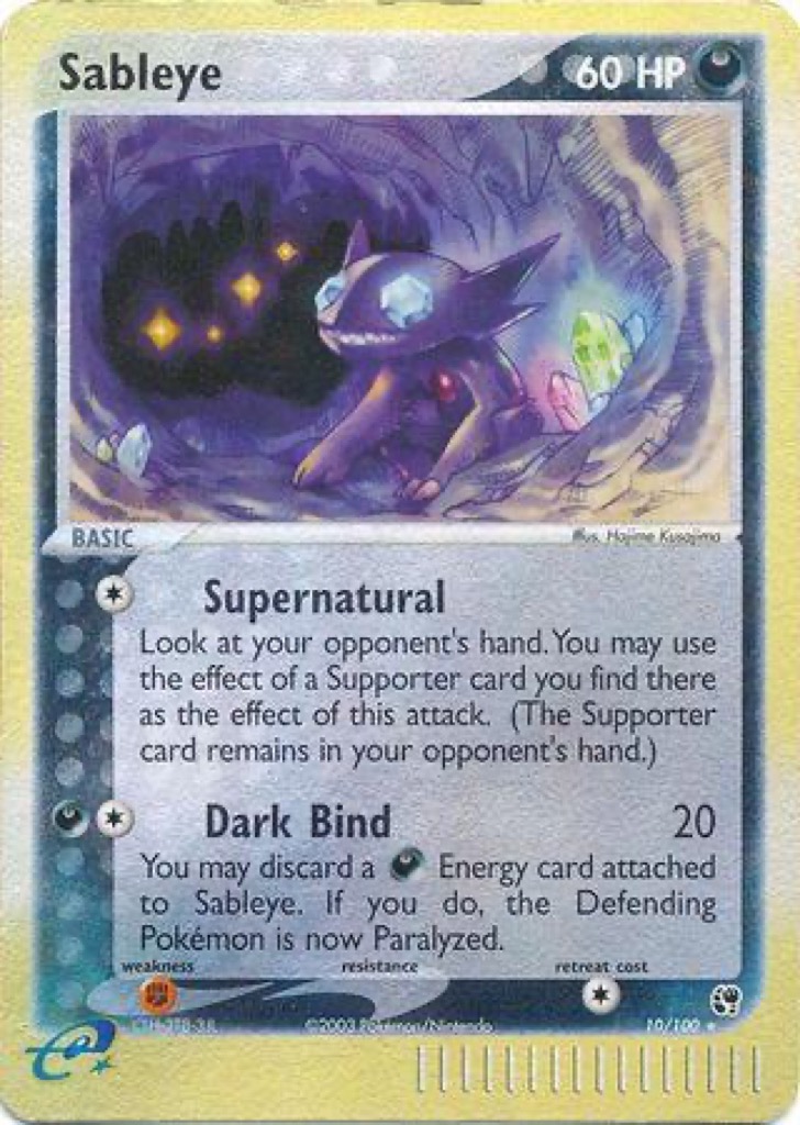 Reverse Holo Sableye 10/100, Sandstorm Pokémon card