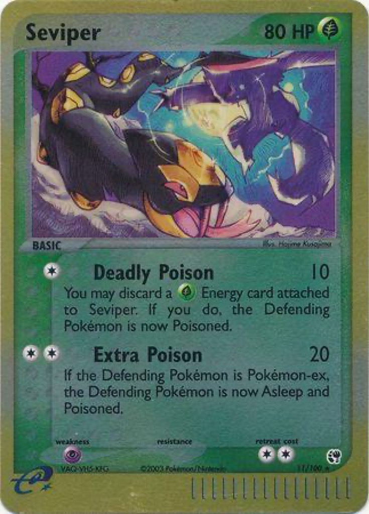 Reverse Holo Seviper 11/100, Sandstorm Pokémon card