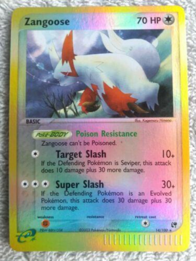 Reverse Holo Zangoose 14/100, Sandstorm Pokémon card