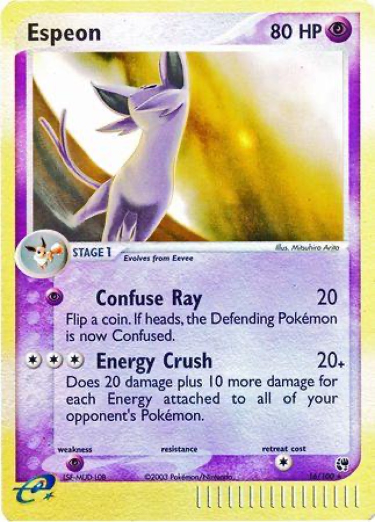 Reverse Holo Espeon 16/100, Sandstorm Pokémon card