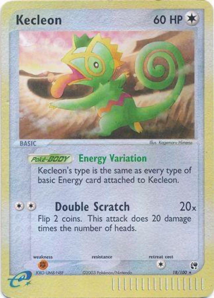 Reverse Holo Kecleon 18/100, Sandstorm Pokémon card