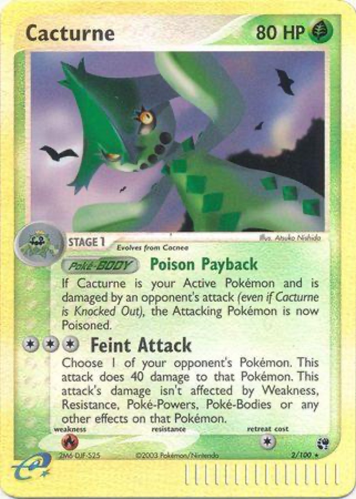 Reverse Holo Cacturne 2/100, Sandstorm Pokémon card