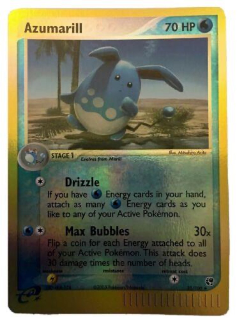 Reverse Holo Azumarill 30/100, Sandstorm Pokémon card