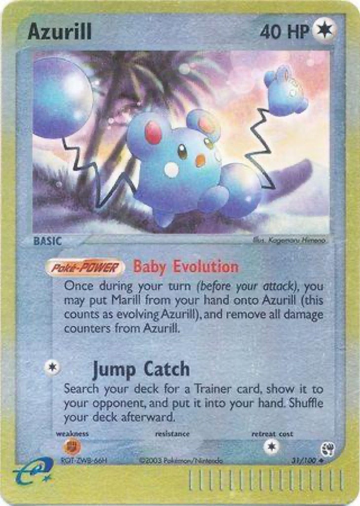 Reverse Holo Azurill 31/100, Sandstorm Pokémon card