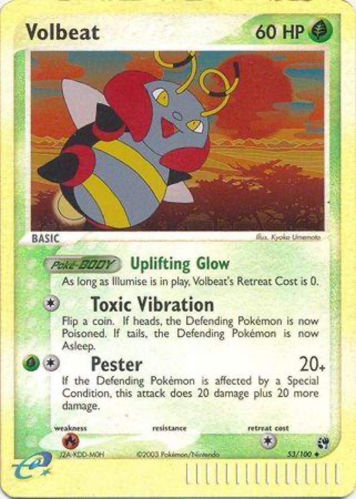 Reverse Holo Volbeat 53/100, Sandstorm Pokémon card